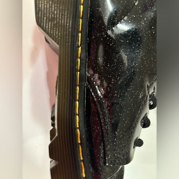Doc Martens Women’s Luana Black Glitter Patent Leather Lace Up Combat Boots 8 - Picture 5 of 14